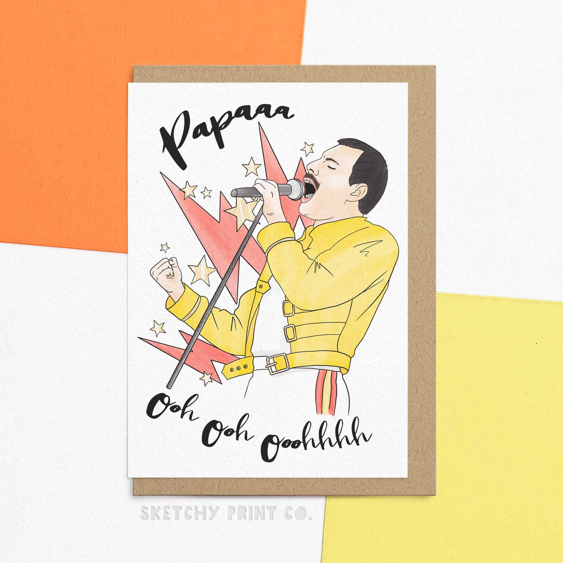 Freddie Papa Funny Father's Day card saying 'Papa Ooh Ooh Ooohhhh' Whether it's his 1st Father's Day or dad's 60th birthday, this card is sure to make him feel like a great dad. Father jokes aside, Get ready to be the favourite child with this unique and cool gift for Dad!