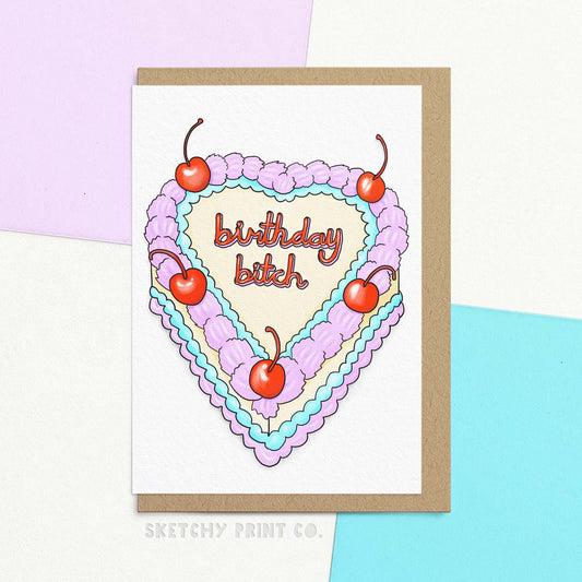 Best birthday wishes for your best friend. Funny birthday card reading 'Birthday B*tch' on a cute heart shaped cake! For your bestie’s big day send a birthday cake they won’t soon forget, reminding them that they are the baddest B around! Dine on hilarious birthday wishes for your best friend, boyfriend, sister and everything in between