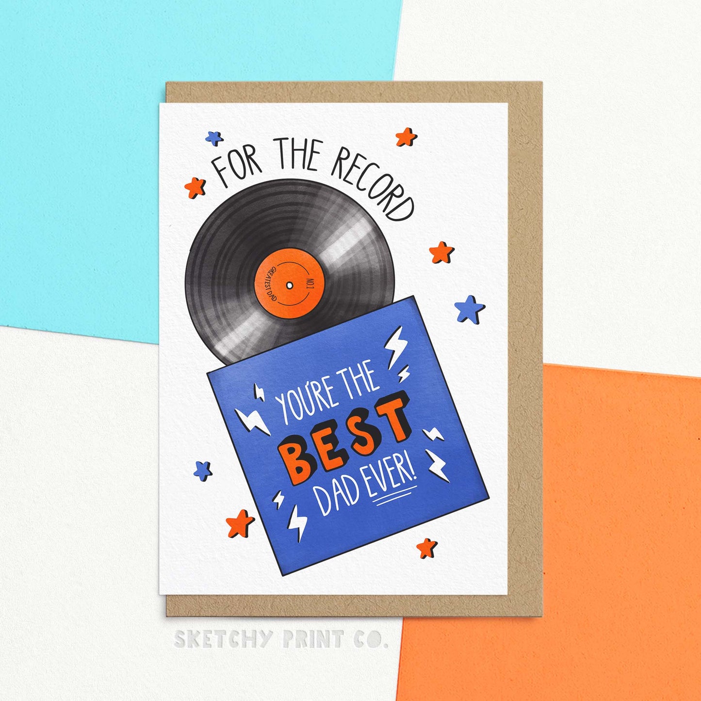 Whether it's a funny father's day card or happy birthday greetings to pair with your cool gift for Dad this card has you covered. Card reading 'for the record, you're the best dad ever!'