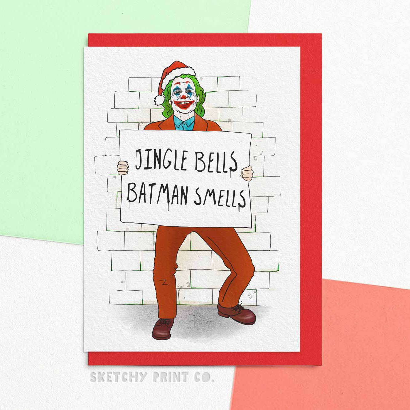 Funny Christmas Cards Joker jingle bells boyfriend girlfriend unique gift unusual hilarious illustrated sketchy print co