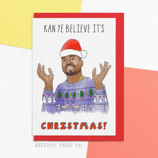 Kanye Funny Christmas Cards boyfriend girlfriend unique gift unusual hilarious illustrated sketchy print co