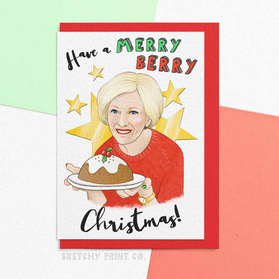 Mary Berry Funny Rude Silly Christmas Cards bake off boyfriend girlfriend unique gift unusual hilarious illustrated sketchy print co