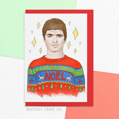 Noel Gallagher Funny Rude Silly Christmas Cards boyfriend girlfriend unique gift unusual hilarious illustrated sketchy print co