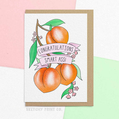 Smart Ass Funny Rude Silly Graduation Cards Exams Well Done boyfriend girlfriend unique gift unusual hilarious illustrated sketchy print co