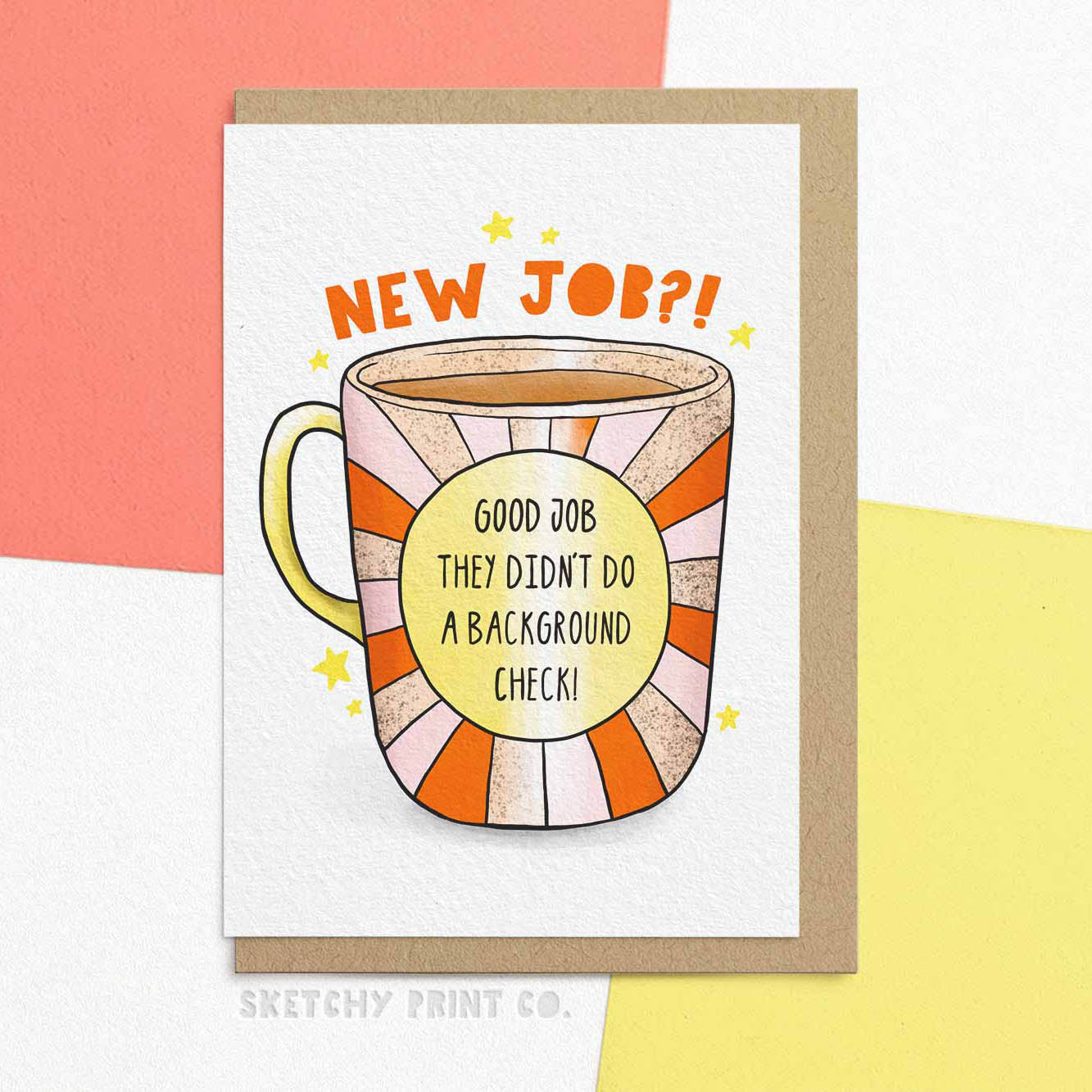 Background Check Funny Rude Silly New Job Cards Leaving Work Wife unique gift unusual hilarious illustrated sketchy print co